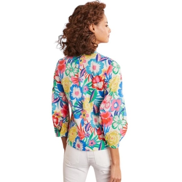 Boden Floral Top Blouse Tropical Multicolor Size 4 - Picture 4 of 10